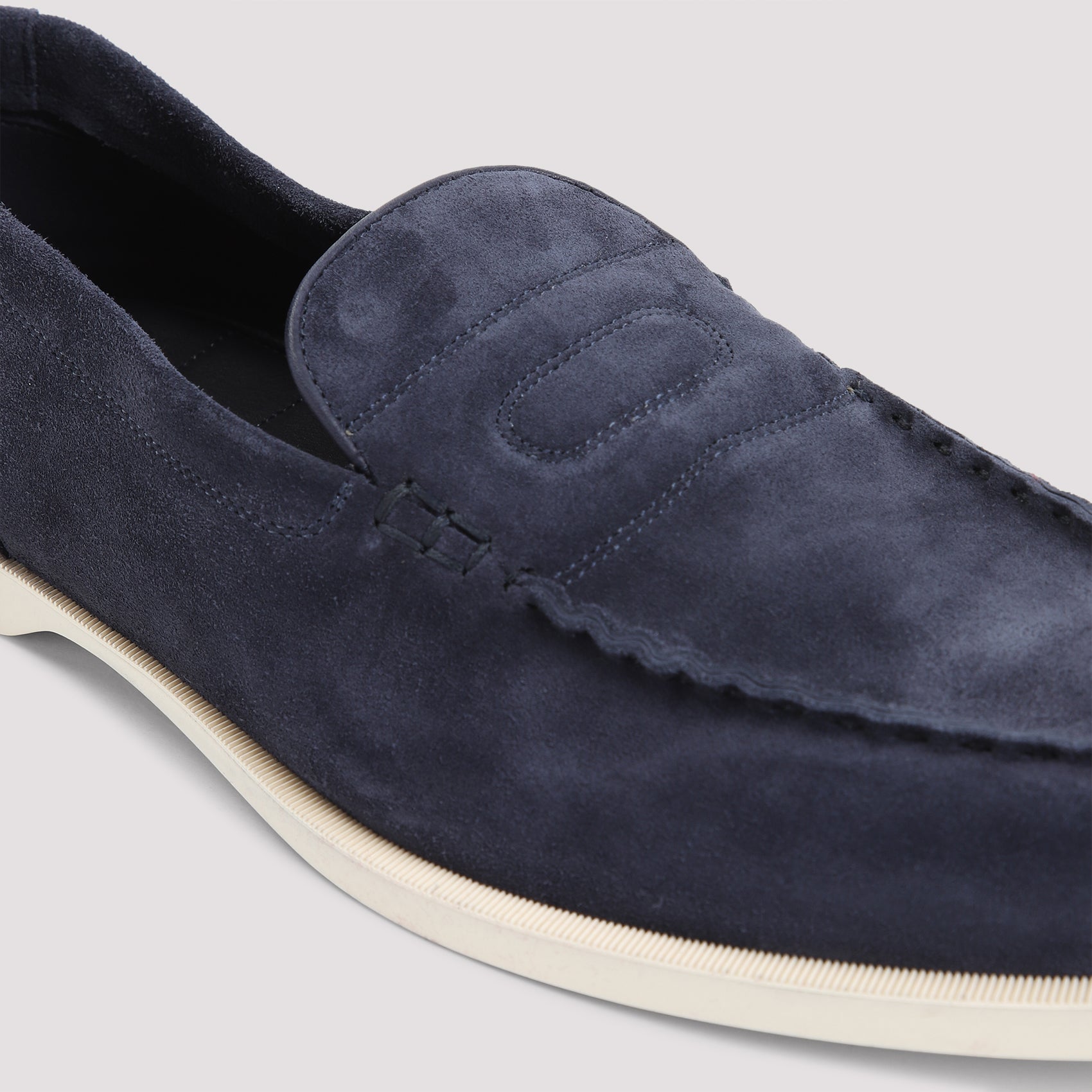 Pace Suede Oval Flexi Loafers Blue Leather Rubber