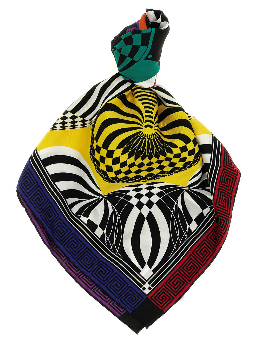 Versace Silk Twill Theatre Print Scarf — Yellow