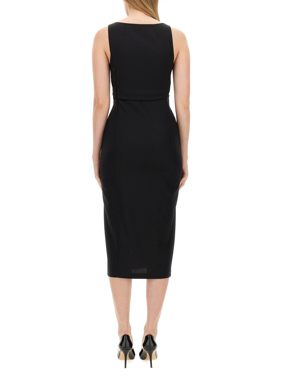 Slim Fit Dress Black Polyester