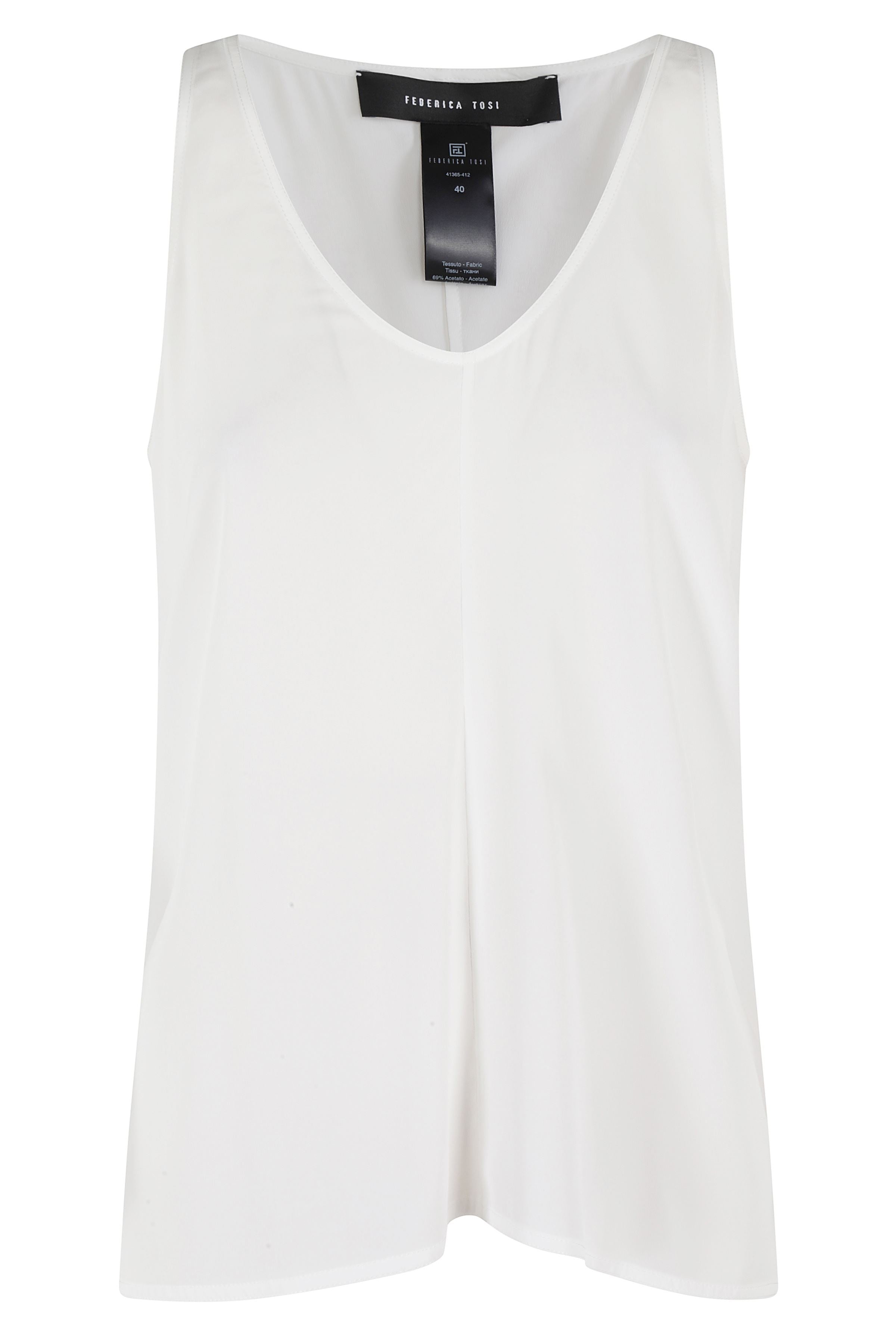 Sbieca Crepe De Chine White Acetato Seta Top