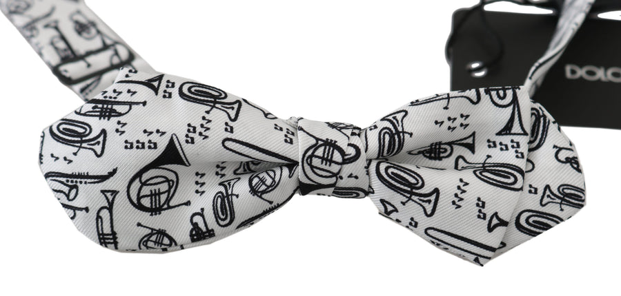 Dolce & Gabbana 100% Silk bow tie in white