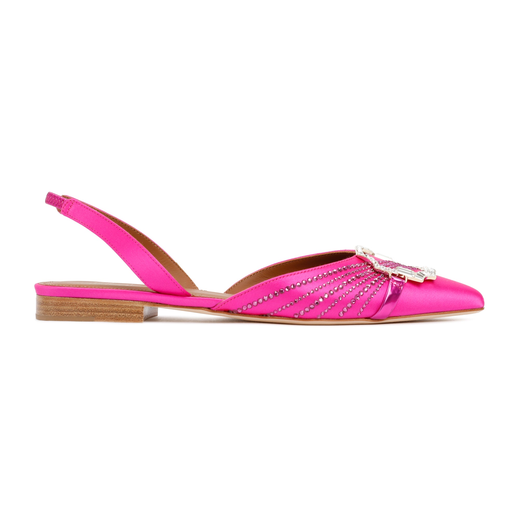 Misha Flats Pink & Purple Satin Strass Leather Shoe
