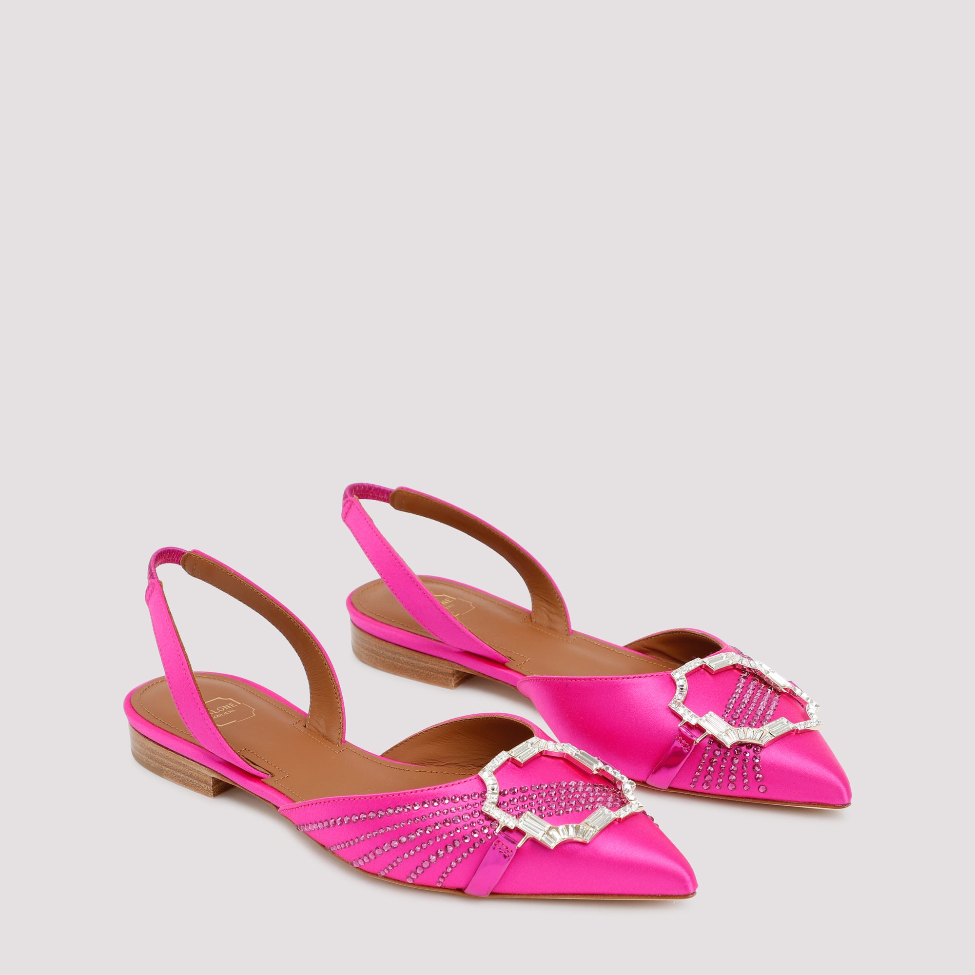 Misha Flats Pink & Purple Satin Strass Leather Shoe