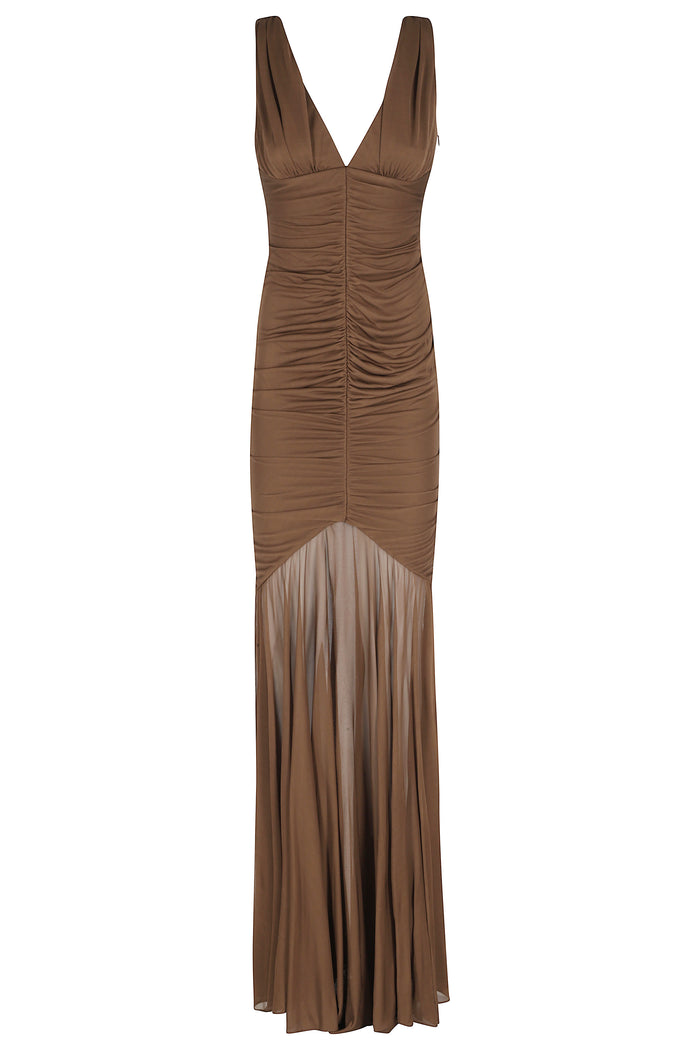 Long Dress Brown Abito
