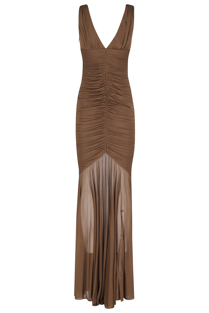 Long Dress Brown Abito