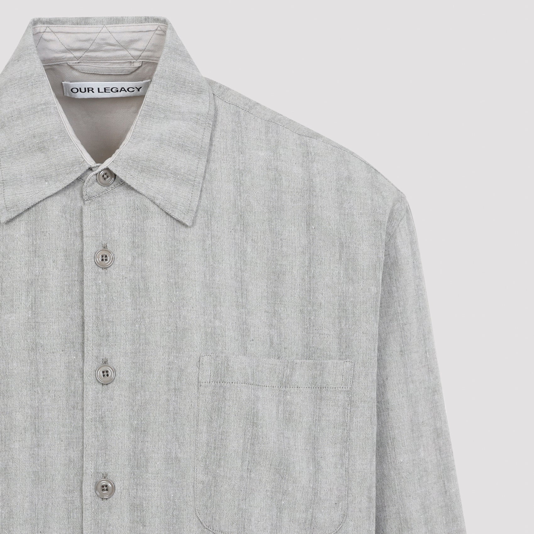 Above Shirt Green Cotton Linen Polyester