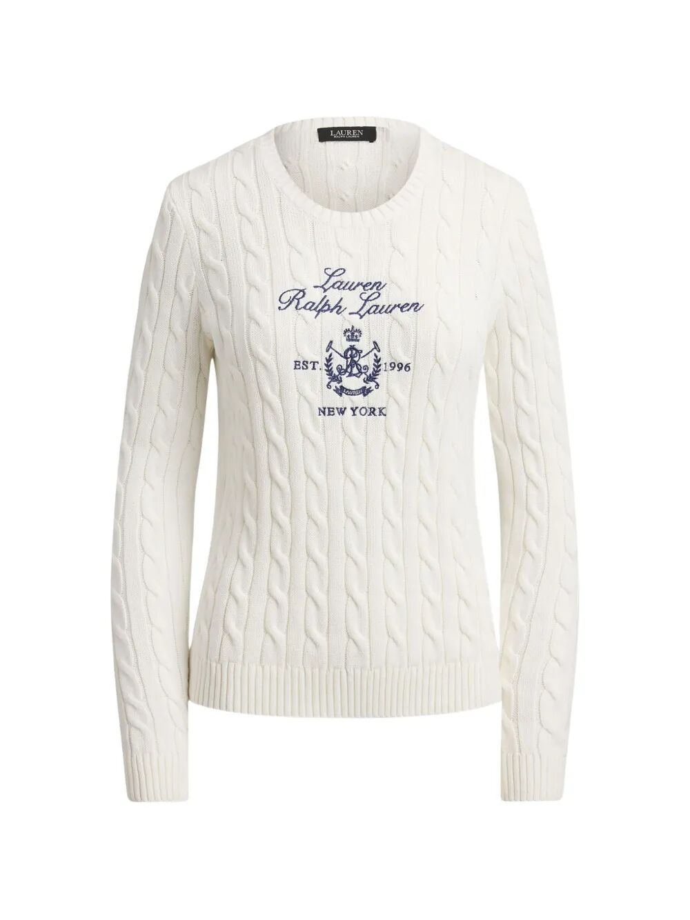 Rinett Long Sleeve Pullover White Cotton Sweater