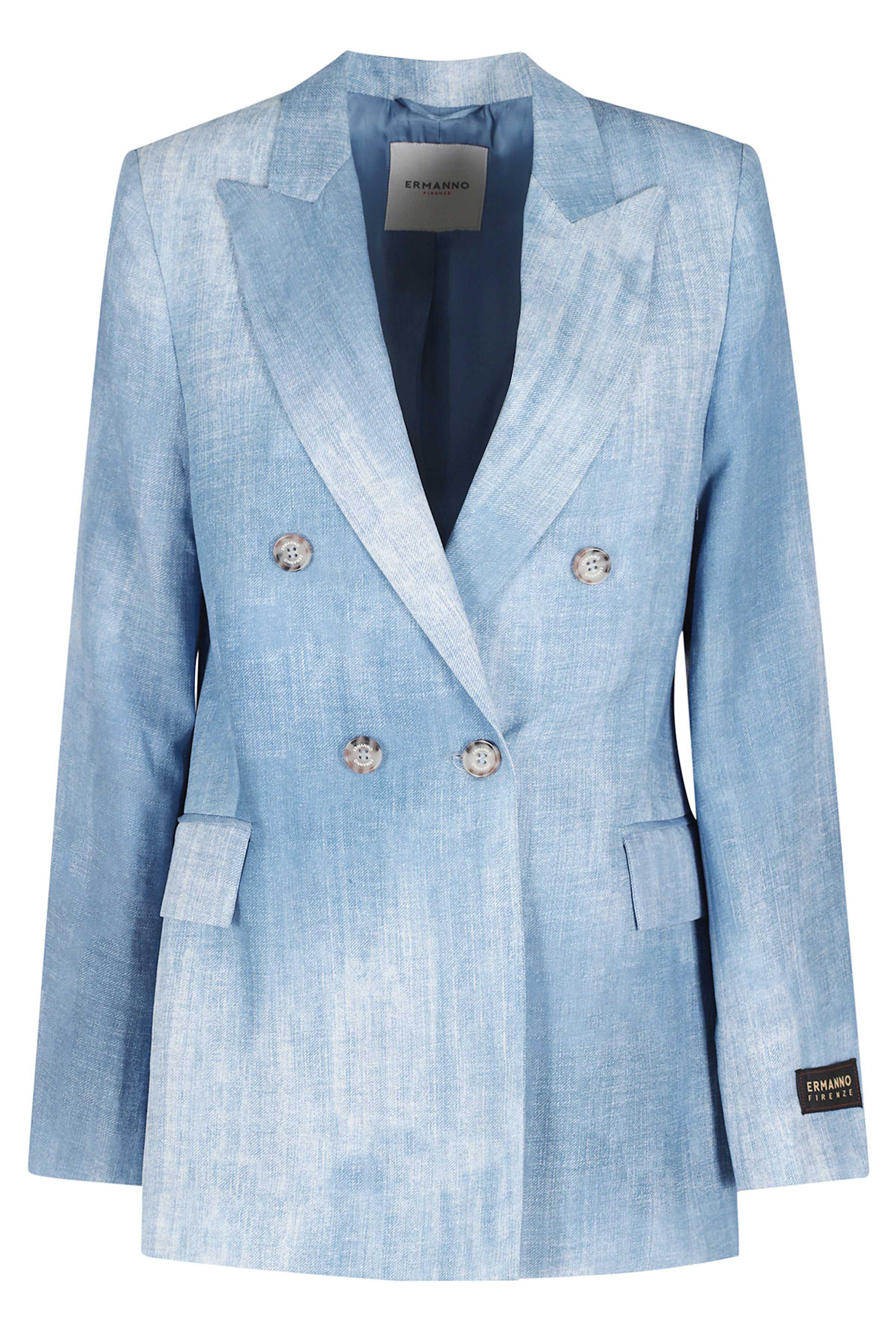 Giacca Doppiopetto Blue Viscosa- Lino Blazer