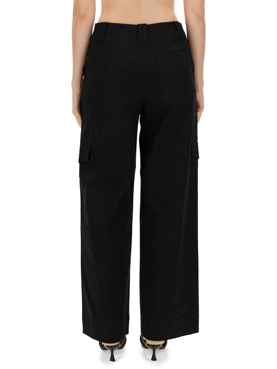 Herringbone Pants Black Organic Cotton Elastane Trousers