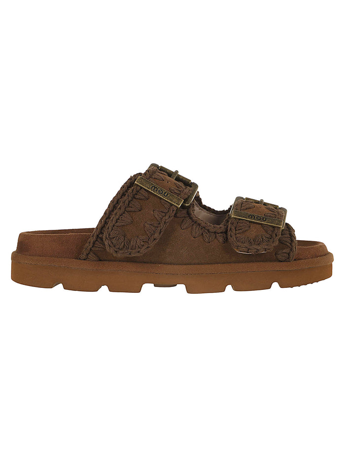 Low Bio Sandal Two Buckles Al Brown Sheep Skin | Leather Calzature
