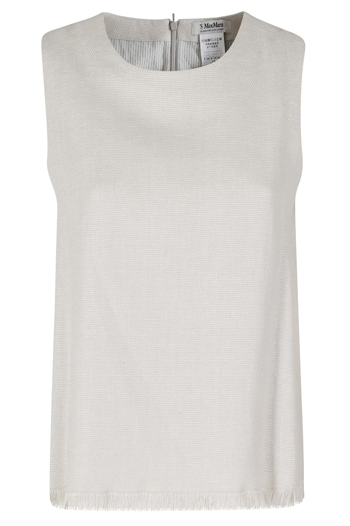 Anika White Lino Cotone Elastan Top