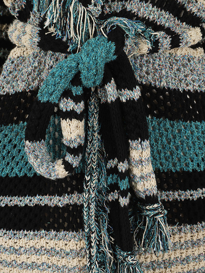 Ocean Stripes Cardigan Black Co Pl Pa Maglia
