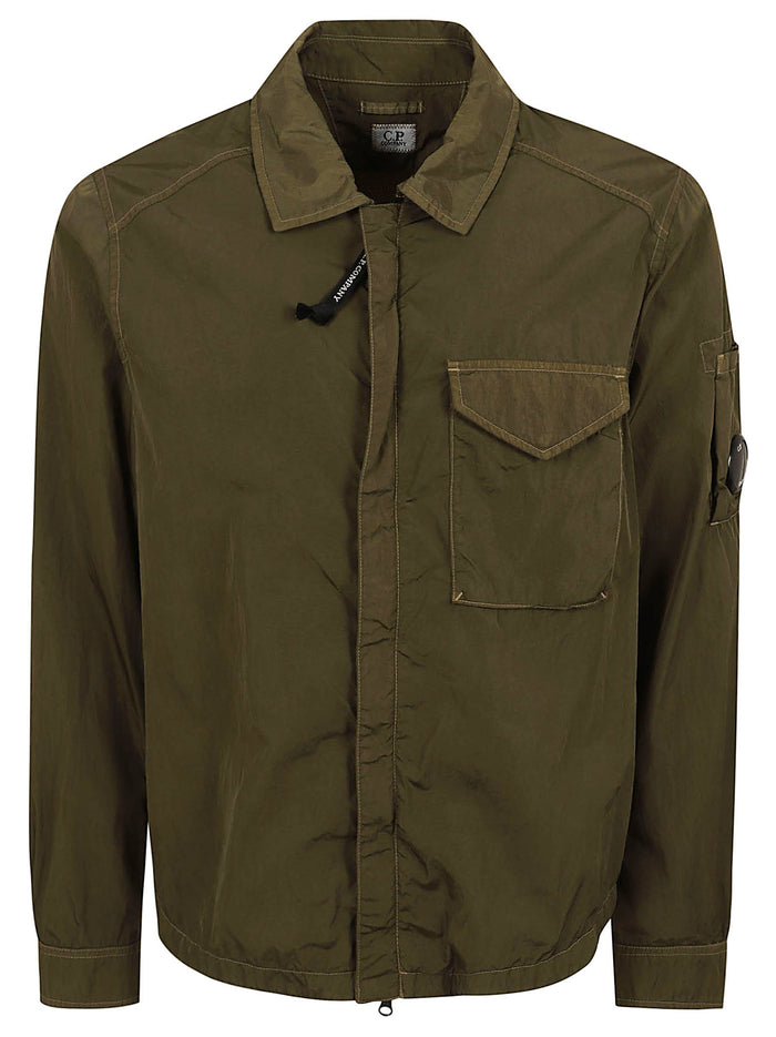 Chrome-R Zipped Lens Overshirt Green Camicia