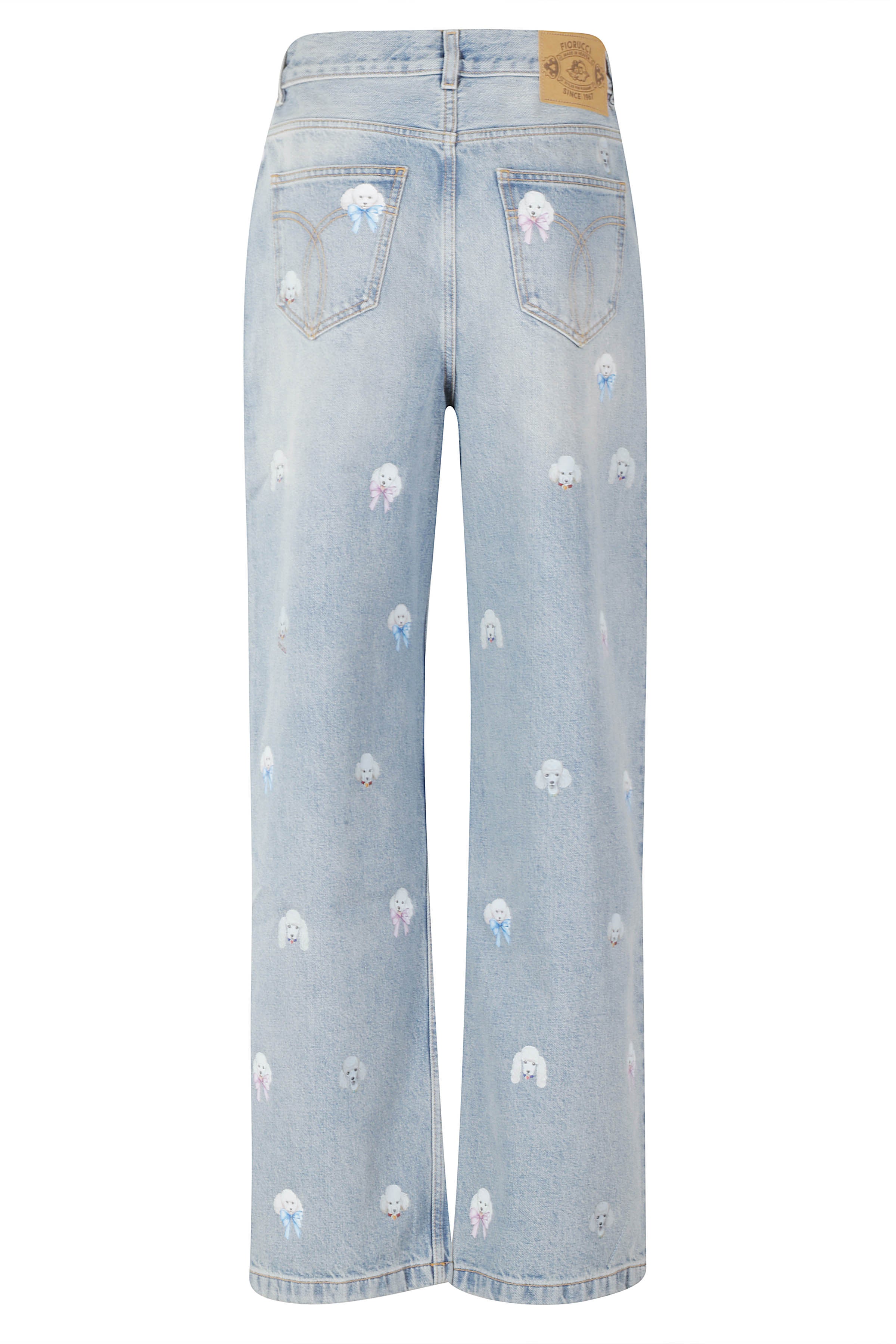 Poodle Print Baggy Jeans Blue Cotone