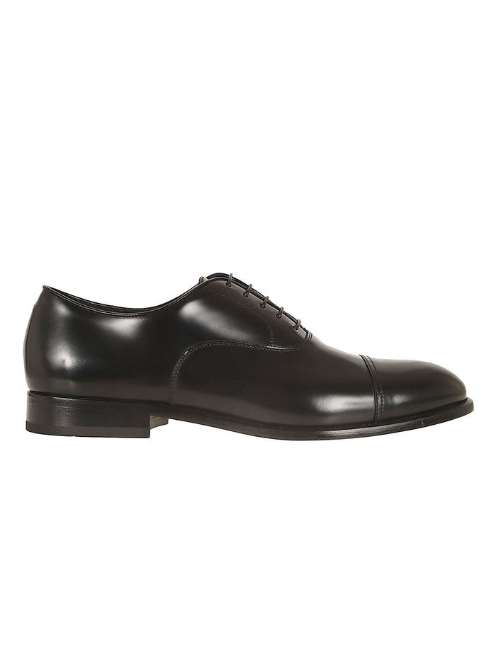Oxford Cap Toe (cu) Spazzolato Nero+f.do Nero Black Pelle Di Vitello; Calzature