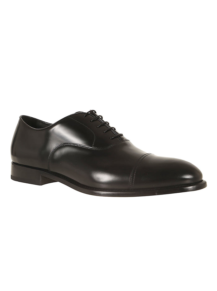 Oxford Cap Toe (cu) Spazzolato Nero+f.do Nero Black Pelle Di Vitello; Calzature