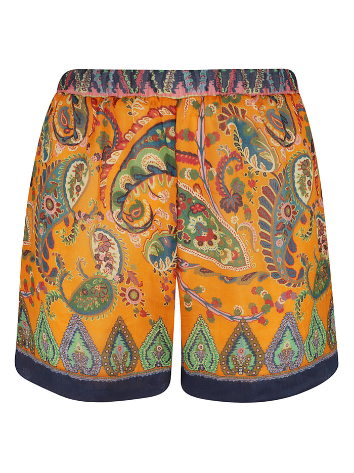 Womens Beach Shorts Multicolour Ramie Pantaloni