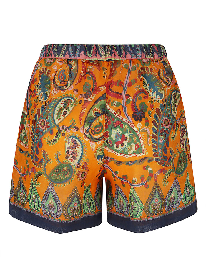 Womens Beach Shorts Multicolour Ramie Pantaloni