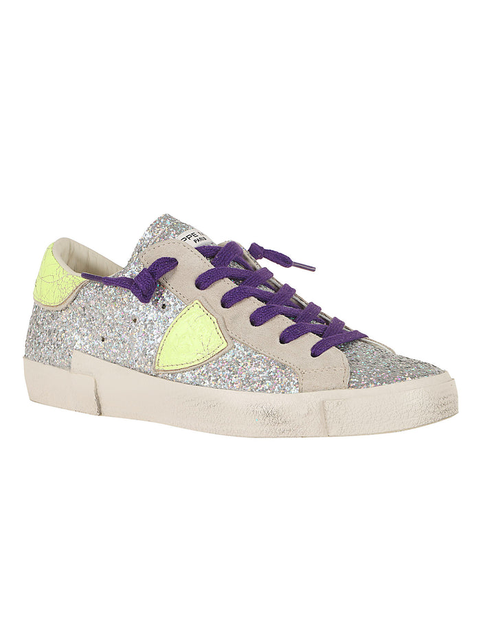 Prsx Low Woman Metallic Textile - Calf Leather Calzature