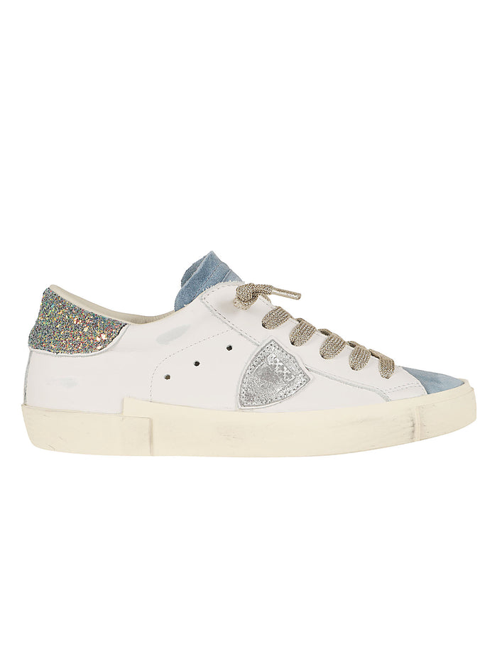 Prsx Low Woman White Calf Leather - Textile Calzature