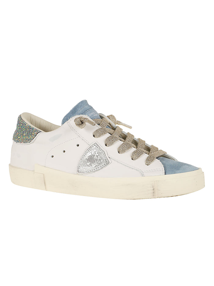 Prsx Low Woman White Calf Leather - Textile Calzature