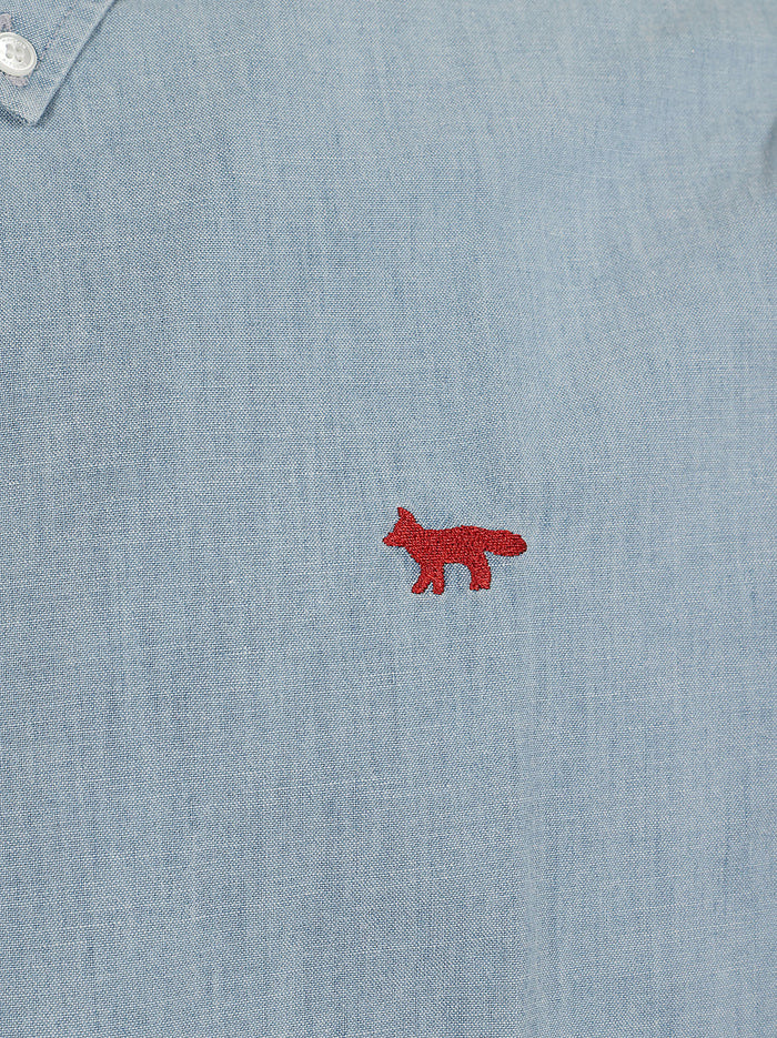 Profile Fox Regular Shirt Blue Cotton Camicia