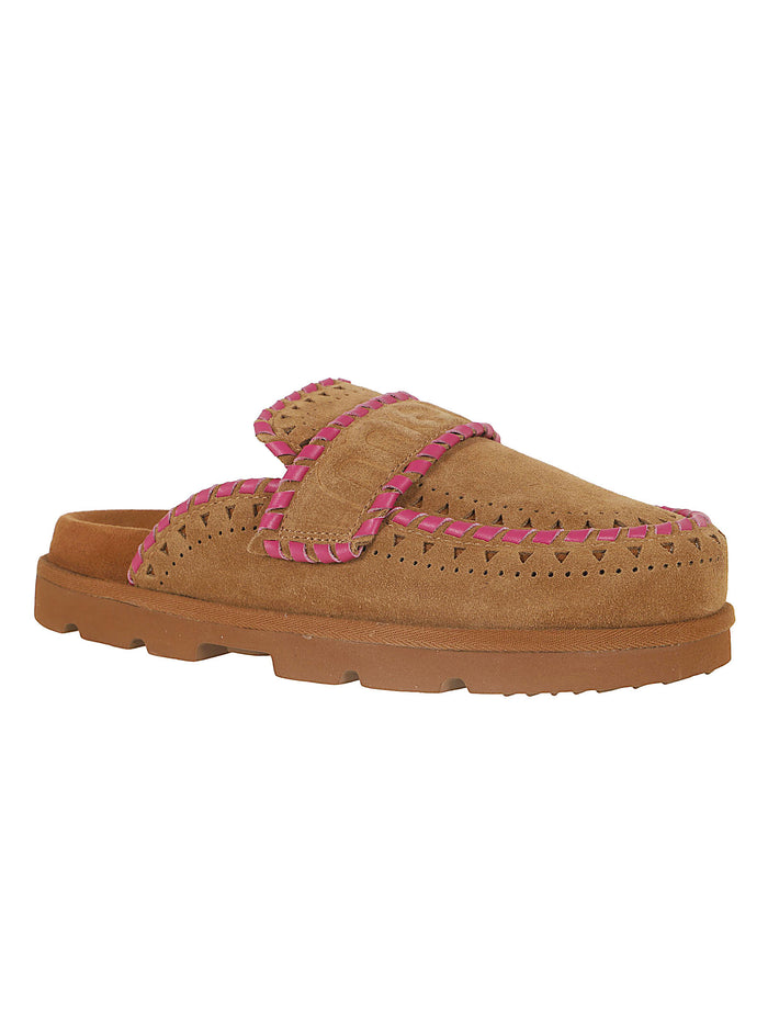 Low Bio Sabot Leather Stitchin Brown Suede | Calzature