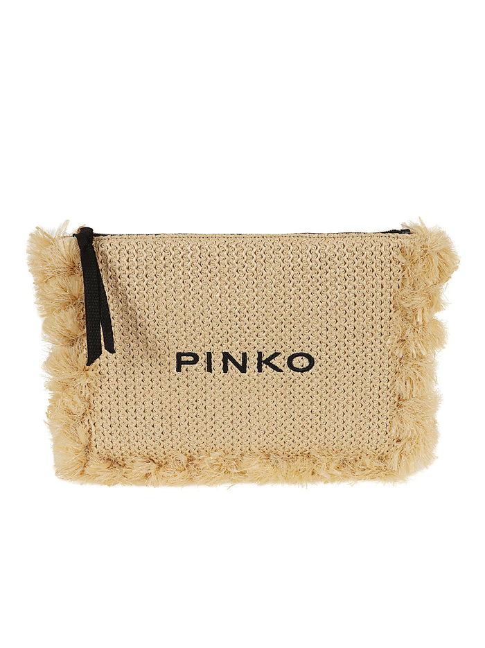 Flat Handle Rafia Nude & Neutrals Raffia Borsa