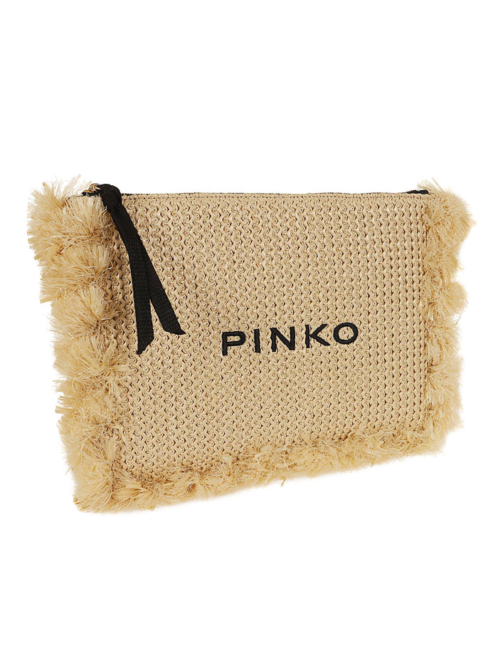 Flat Handle Rafia Nude & Neutrals Raffia Borsa