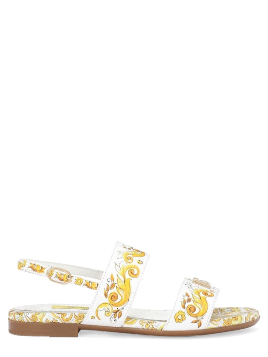 Sandals Printed Calf Leather Yellow