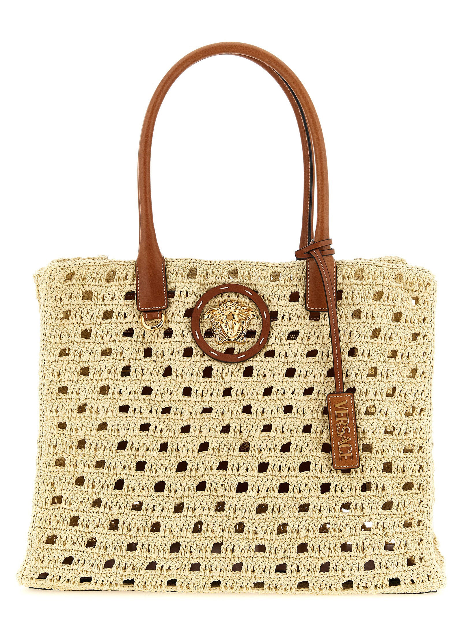 La Medusa large shopping bag Beige Paper Yarn Tote