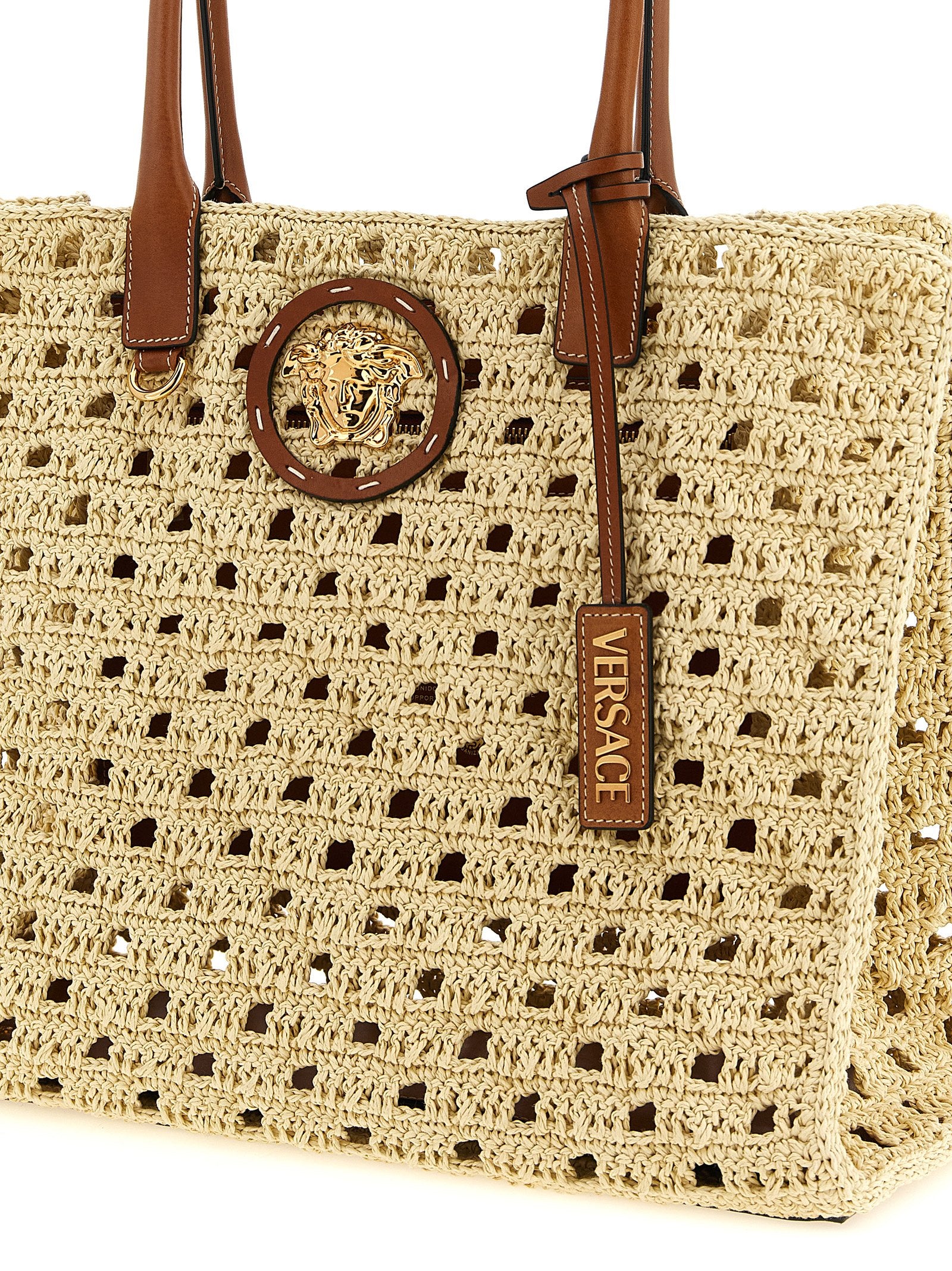 La Medusa large shopping bag Beige Paper Yarn Tote
