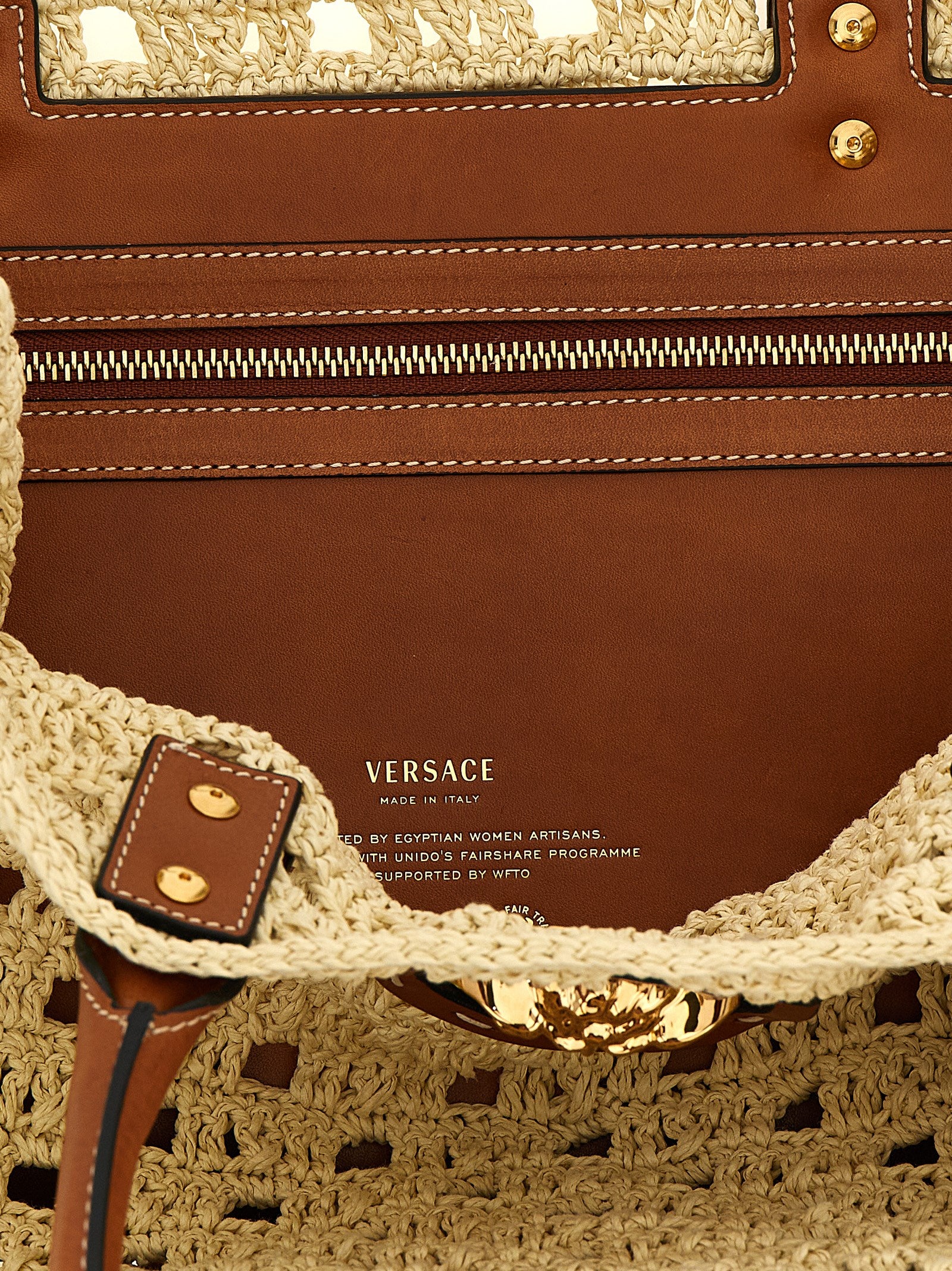 La Medusa large shopping bag Beige Paper Yarn Tote