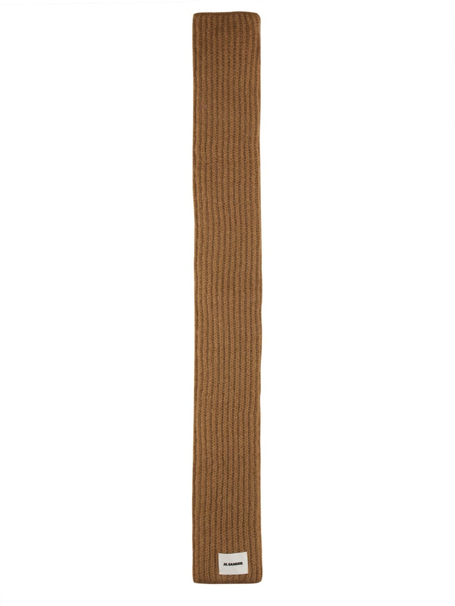 Scarf With Logo Beige Mohair Wool