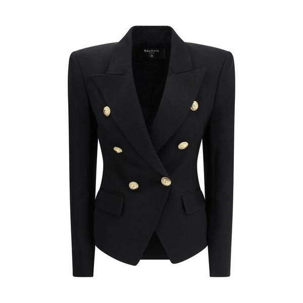 Balmain 100% Fleece Wool Ovis Aries blazer in black