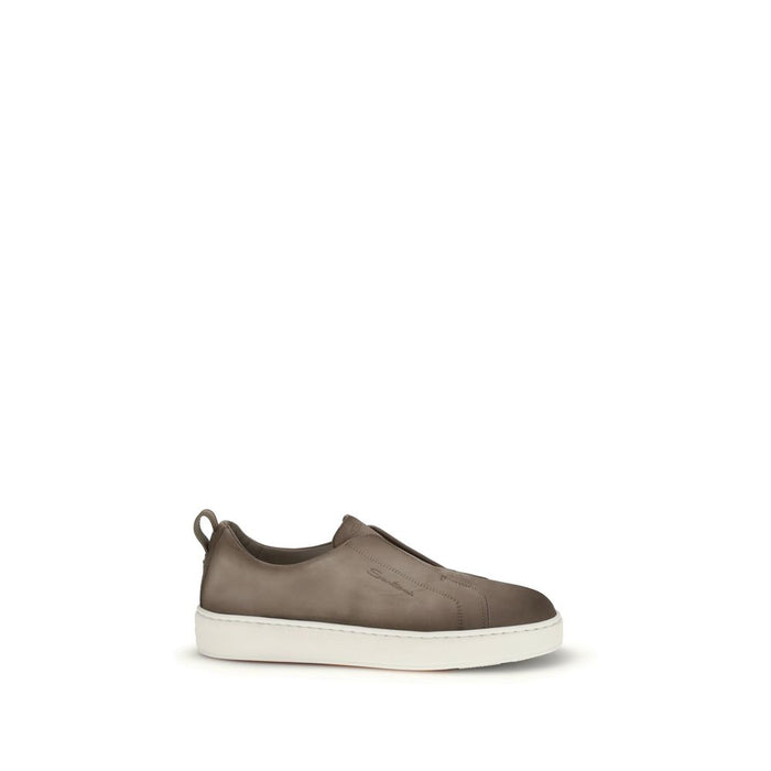 Santoni 100% Calf Leather Bos Taurus sneaker in beige