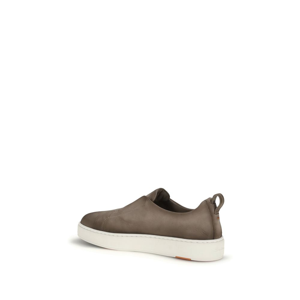 Santoni 100% Calf Leather Bos Taurus sneaker in beige — view 3