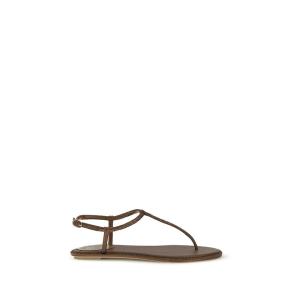 Rene Caovilla Upper 50% Silk Satin 50% Crystal sandals in brown