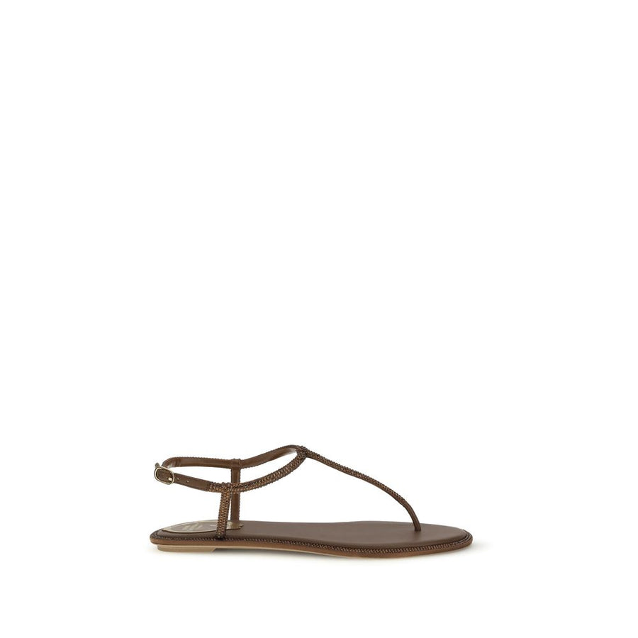 Rene Caovilla Upper 50% Silk Satin 50% Crystal sandals in brown