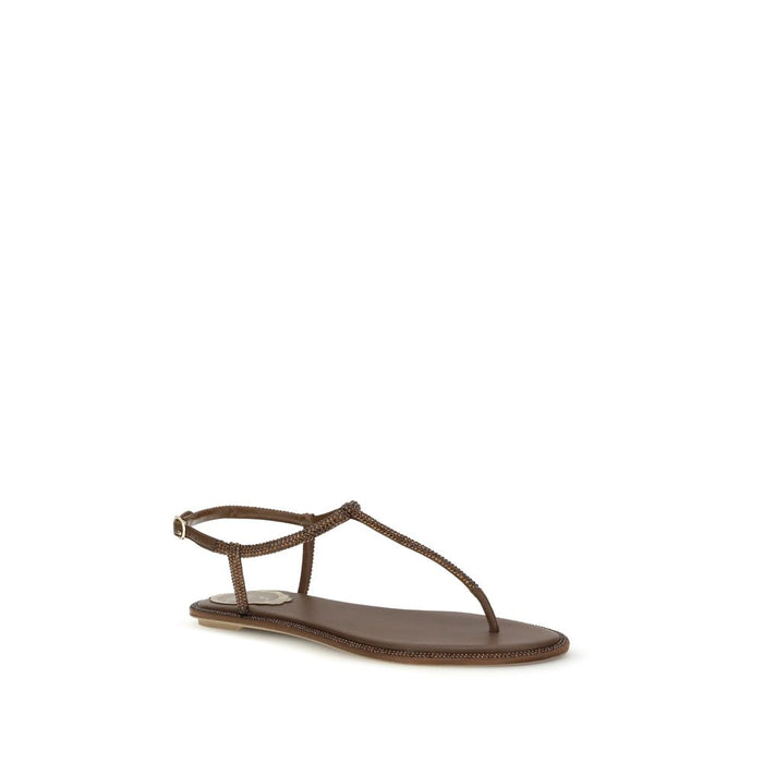 Rene Caovilla Upper 50% Silk Satin 50% Crystal sandals in brown — view 2