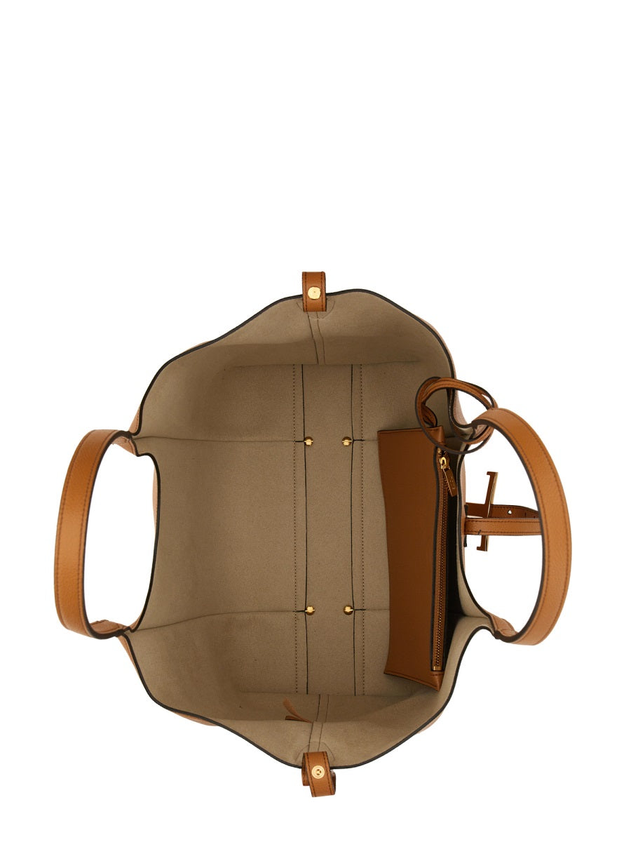 T Tote Bag Buff Calfskin Shoulder