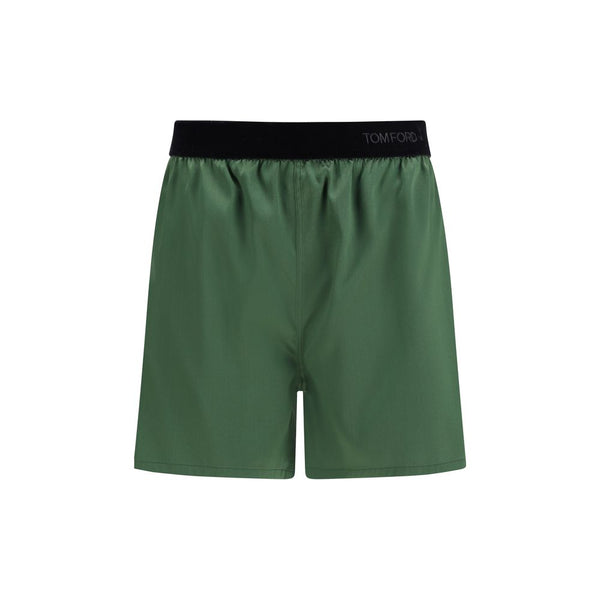 Tom Ford 94% Silk bermuda shorts in green