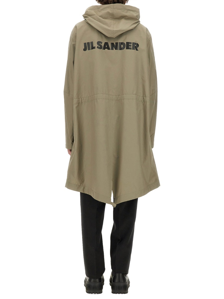 Parka With Logo Green Cotton Trench & Raincoats