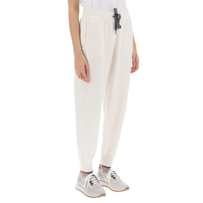 Brunello Cucinelli 100% Cashmere joggers in white — view 2