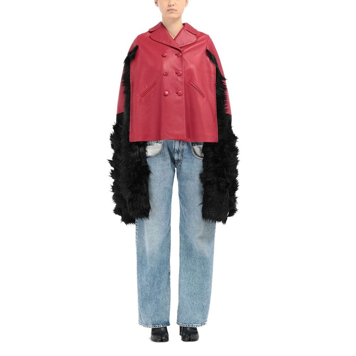 Maison Margiela 100% leather cape in pink — view 2