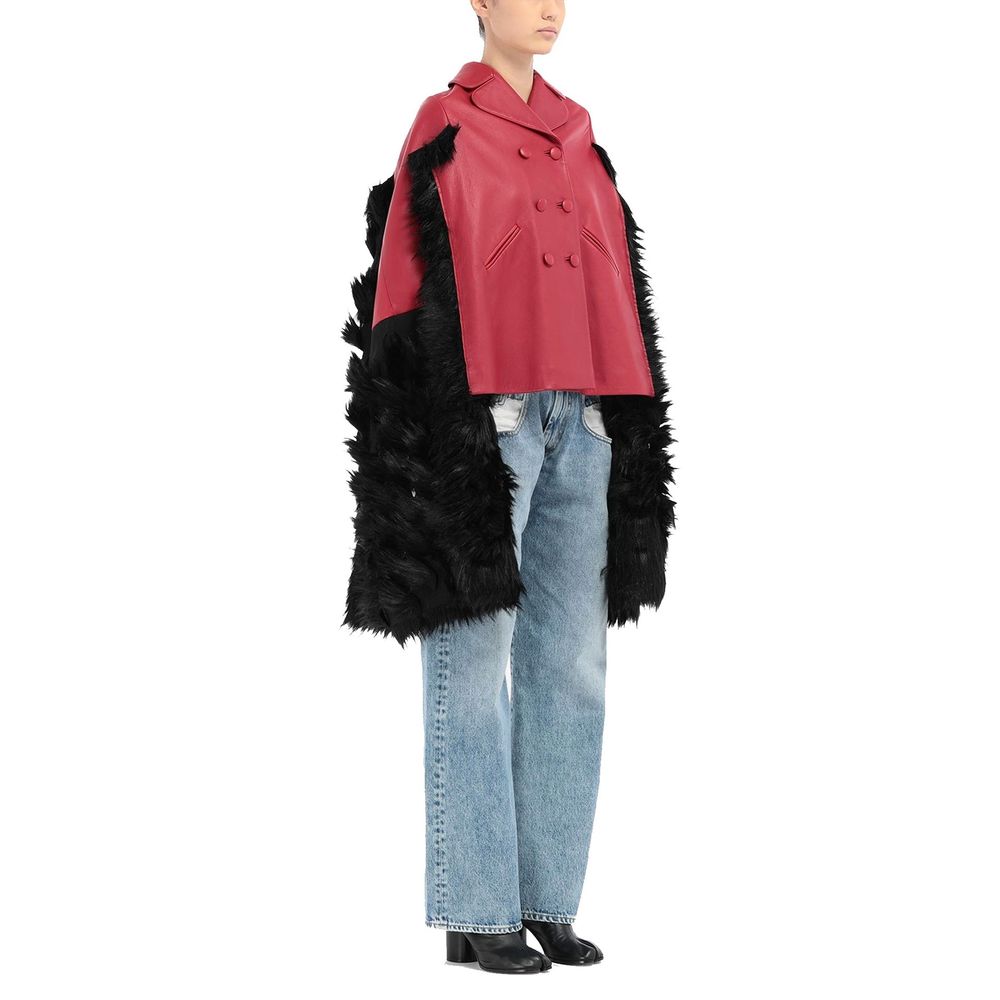 Maison Margiela 100% leather cape in pink — view 3