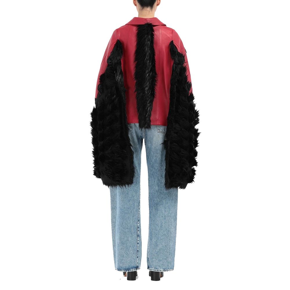 Maison Margiela 100% leather cape in pink — view 4