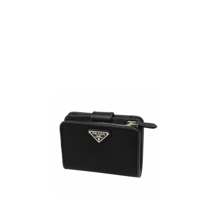 Prada 100% Nylon with leather detail wallet in black