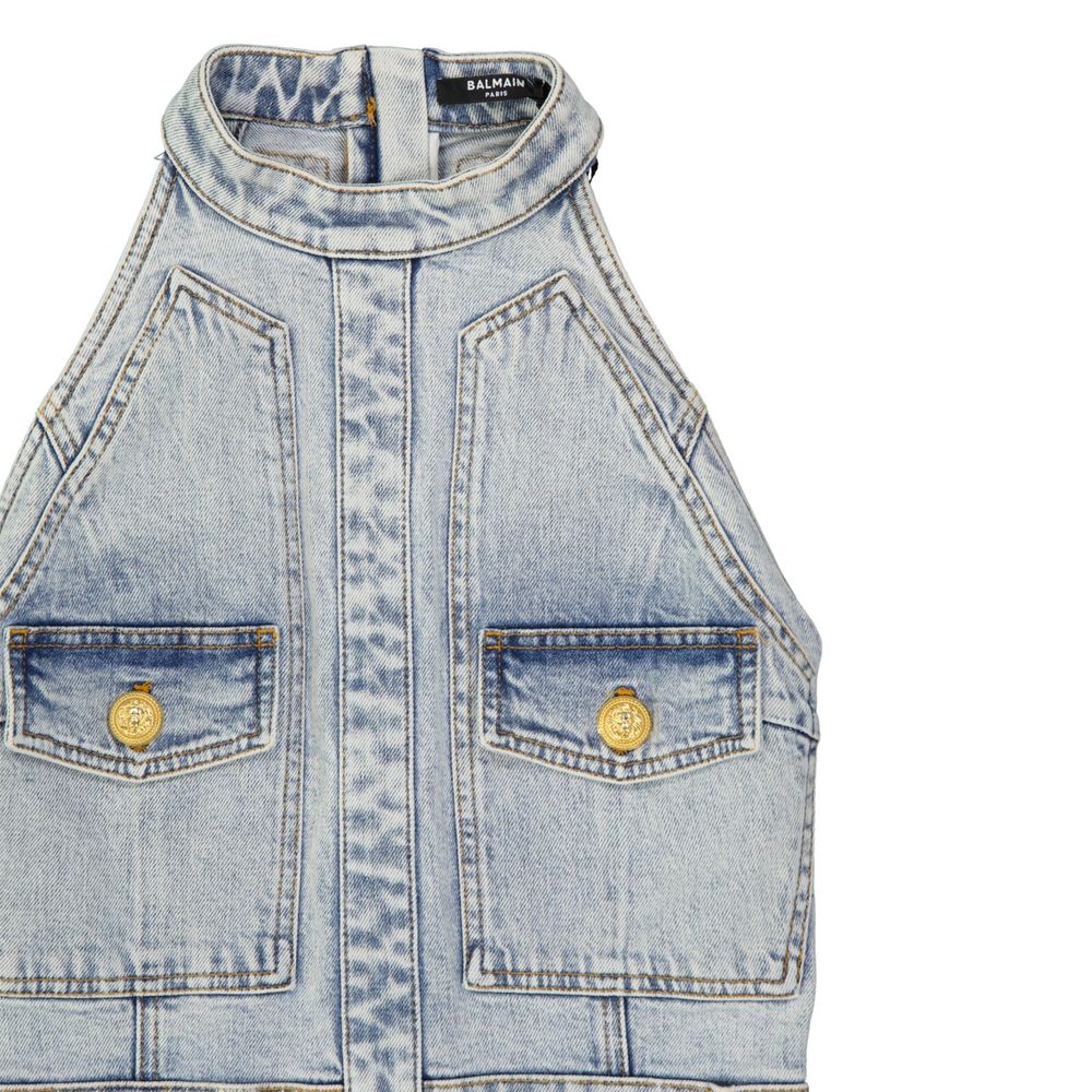 Balmain 98% cotton dress in blue — view 4