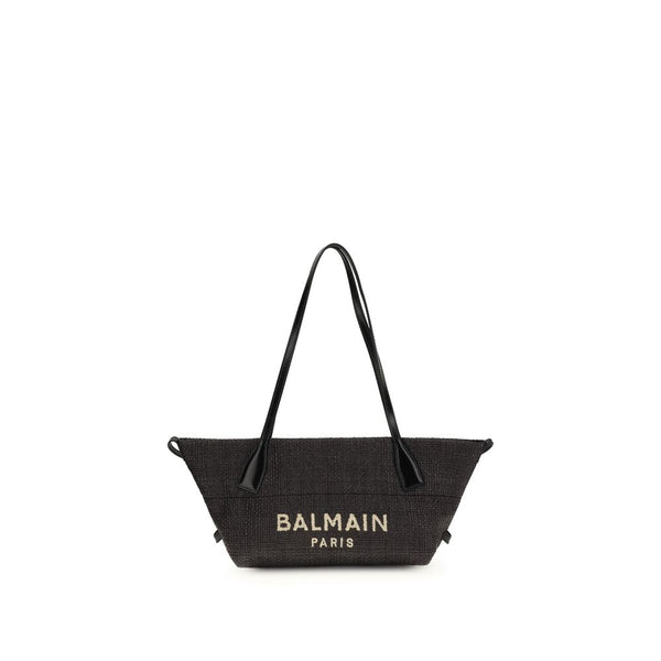 Balmain 100% Raffia shoulder bag in black
